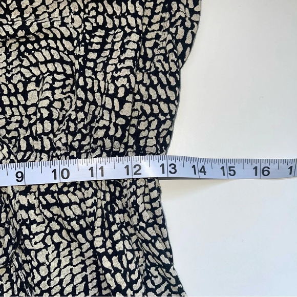 Lucky Brand Tan & Black Linen Blend Printed Drawstring Knee-length Dress Small - Picture 9 of 13